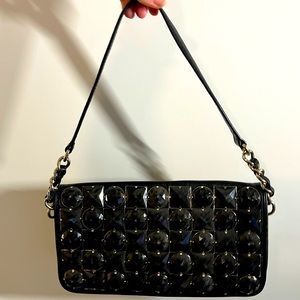 Kate Spade "High Line Leica" Studded Black Leather Shoulder Bag / Clutch